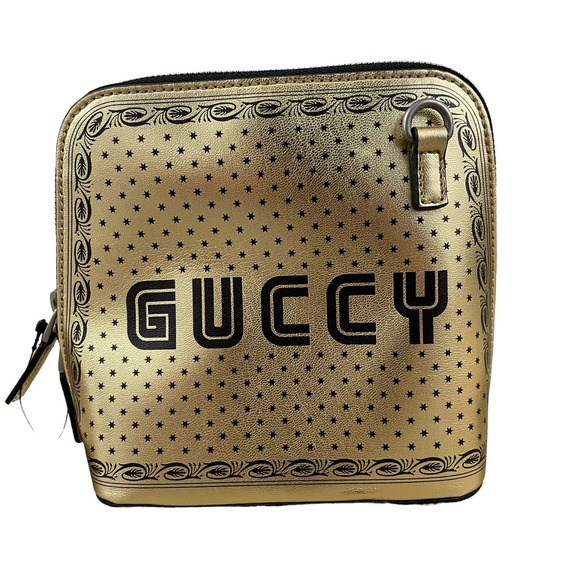 NEW Gucci Gold Guccy Sega Script Dome Mini Crossbody Bag 511189 - Picture 5 of 10
